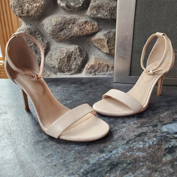 Aldo Nude Snakeskin Print Leather High Heels Size 6.5 - Picture 3 of 14